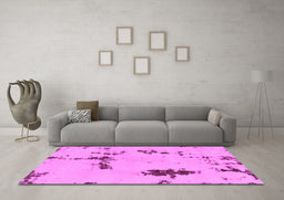 Machine Washable Abstract Pink Modern Rug in a Living Room, wshabs2067pnk