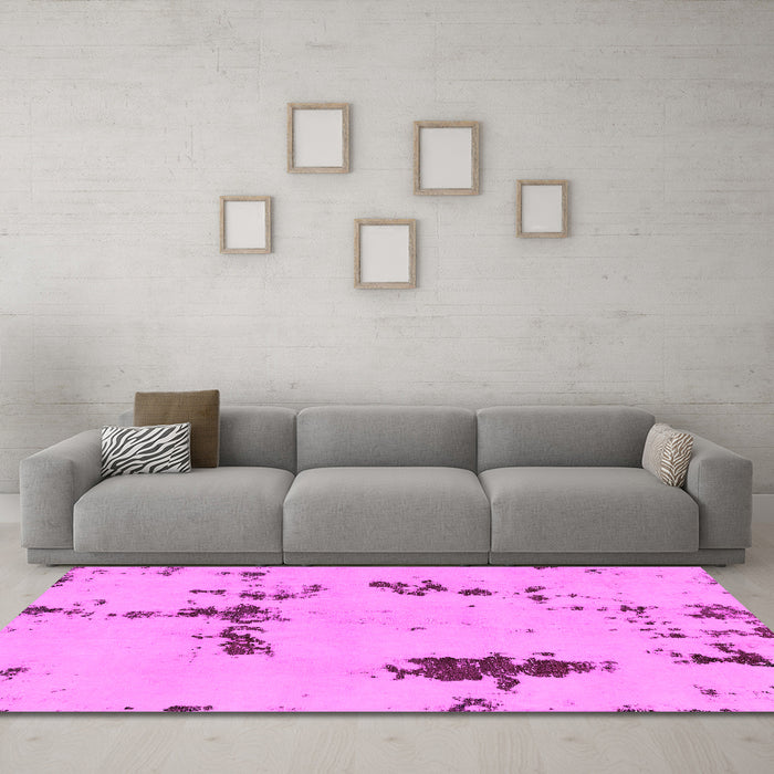 Machine Washable Abstract Pink Modern Rug in a Living Room, wshabs2067pnk