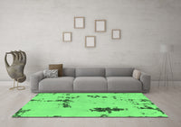 Machine Washable Abstract Emerald Green Modern Rug, wshabs2067emgrn