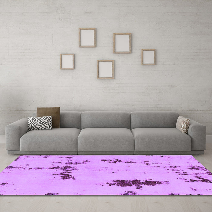 Machine Washable Abstract Purple Modern Area Rugs in a Living Room, wshabs2067pur