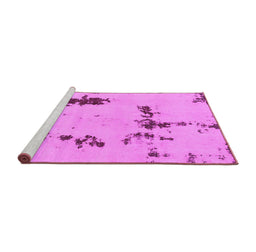 Sideview of Machine Washable Abstract Pink Modern Rug, wshabs2067pnk