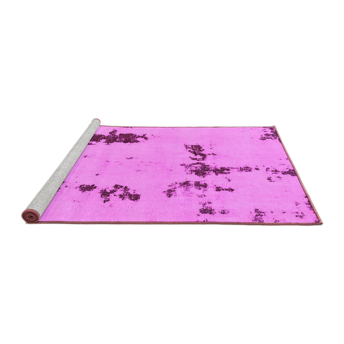 Sideview of Machine Washable Abstract Pink Modern Rug, wshabs2067pnk