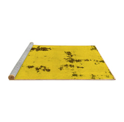 Sideview of Machine Washable Abstract Yellow Modern Rug, wshabs2067yw
