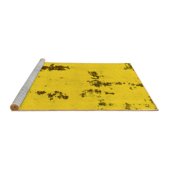 Sideview of Machine Washable Abstract Yellow Modern Rug, wshabs2067yw
