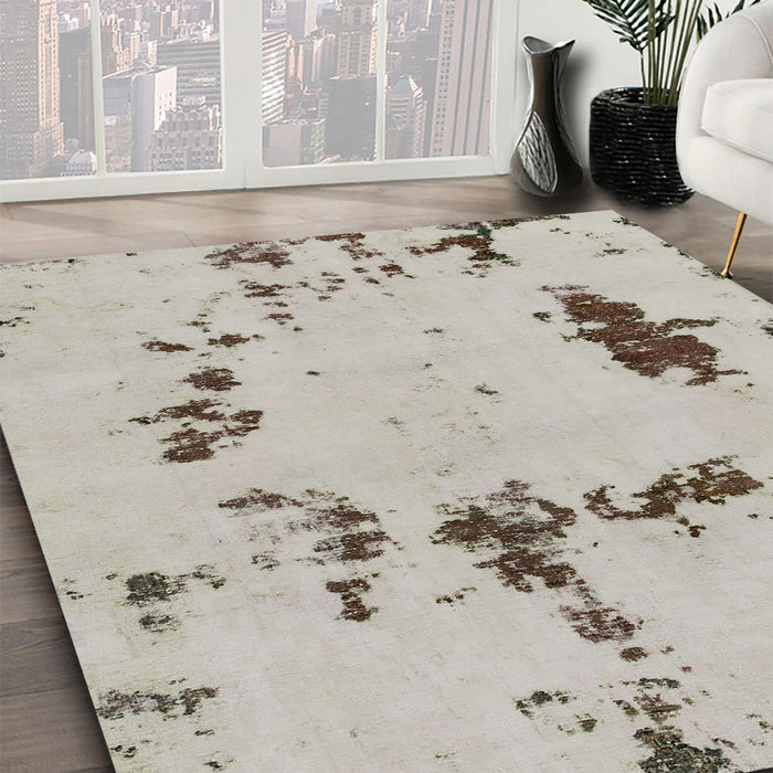 Abstract Pale Silver Gray Modern Rug in Family Room, abs2067