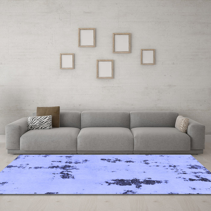 Machine Washable Abstract Blue Modern Rug in a Living Room, wshabs2067blu