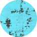 Round Abstract Light Blue Modern Rug, abs2067lblu