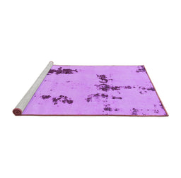 Sideview of Machine Washable Abstract Purple Modern Area Rugs, wshabs2067pur