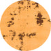 Round Abstract Orange Modern Rug, abs2067org