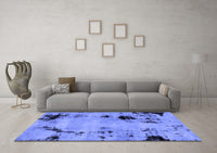 Machine Washable Abstract Blue Modern Rug, wshabs2068blu