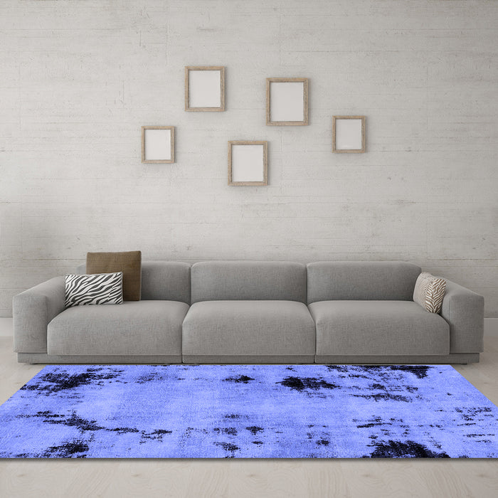 Machine Washable Abstract Blue Modern Rug in a Living Room, wshabs2068blu