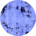 Round Abstract Blue Modern Rug, abs2068blu