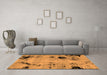 Machine Washable Abstract Orange Modern Area Rugs in a Living Room, wshabs2068org