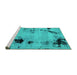 Sideview of Machine Washable Abstract Turquoise Modern Area Rugs, wshabs2068turq