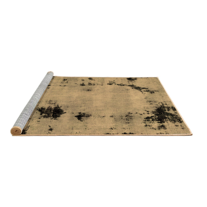 Sideview of Machine Washable Abstract Brown Modern Rug, wshabs2068brn