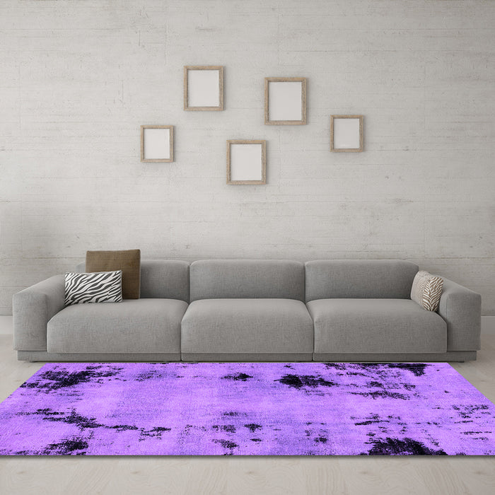 Machine Washable Abstract Purple Modern Area Rugs in a Living Room, wshabs2068pur