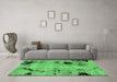 Machine Washable Abstract Emerald Green Modern Area Rugs in a Living Room,, wshabs2068emgrn