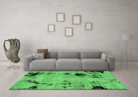 Machine Washable Abstract Emerald Green Modern Rug, wshabs2068emgrn