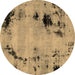 Round Abstract Brown Modern Rug, abs2068brn