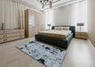 Machine Washable Abstract Blue Gray Rug in a Bedroom, wshabs2068