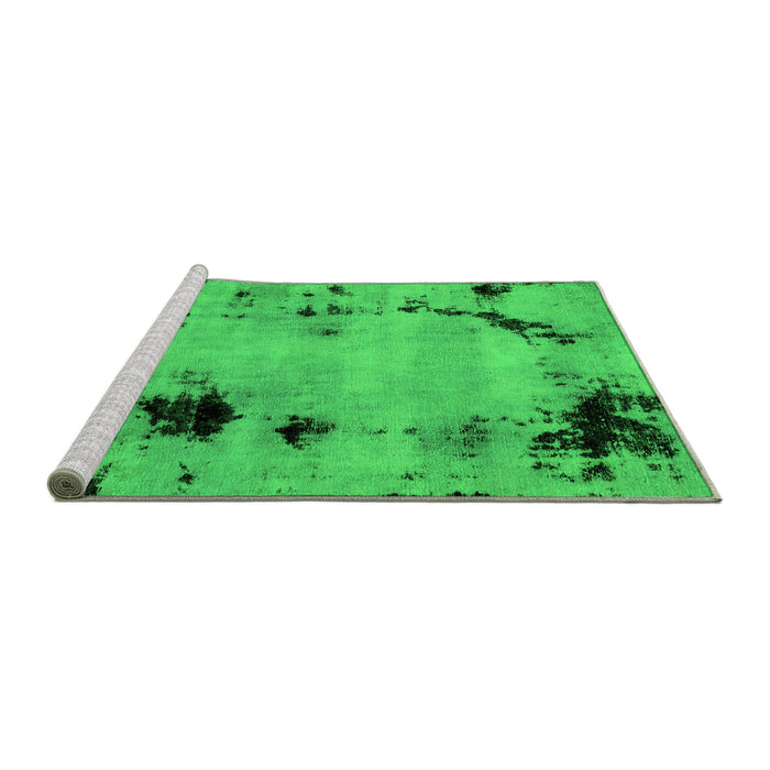 Sideview of Machine Washable Abstract Green Modern Area Rugs, wshabs2068grn