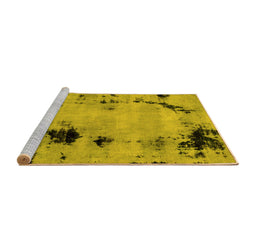 Sideview of Machine Washable Abstract Yellow Modern Rug, wshabs2068yw