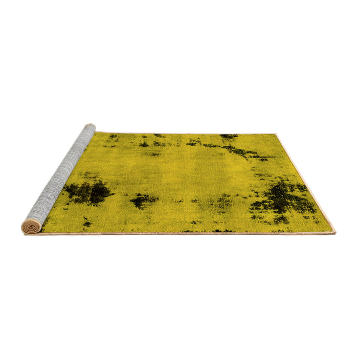 Sideview of Machine Washable Abstract Yellow Modern Rug, wshabs2068yw