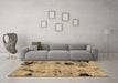 Machine Washable Abstract Brown Modern Rug in a Living Room,, wshabs2068brn