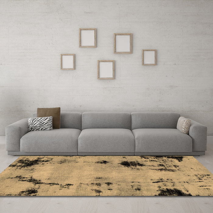Machine Washable Abstract Brown Modern Rug in a Living Room,, wshabs2068brn