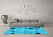 Machine Washable Abstract Light Blue Modern Rug in a Living Room, wshabs2068lblu