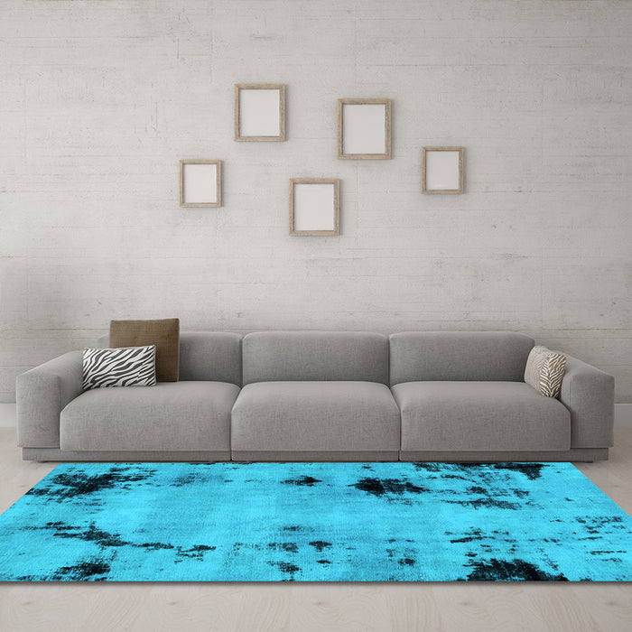 Machine Washable Abstract Light Blue Modern Rug in a Living Room, wshabs2068lblu