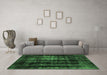 Machine Washable Abstract Emerald Green Modern Area Rugs in a Living Room,, wshabs2069emgrn