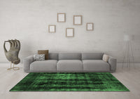 Machine Washable Abstract Emerald Green Modern Rug, wshabs2069emgrn