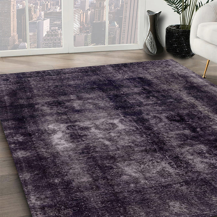 Machine Washable Abstract Charcoal Black Rug in a Family Room, wshabs2069