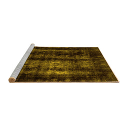 Sideview of Machine Washable Abstract Yellow Modern Rug, wshabs2069yw