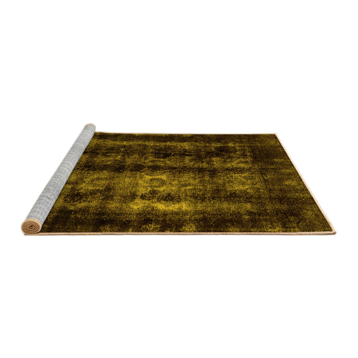Sideview of Machine Washable Abstract Yellow Modern Rug, wshabs2069yw