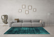 Machine Washable Abstract Turquoise Modern Area Rugs in a Living Room,, wshabs2069turq