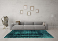 Machine Washable Abstract Turquoise Modern Rug, wshabs2069turq