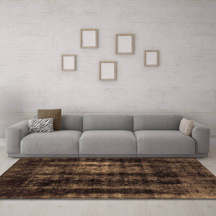 Machine Washable Abstract Brown Modern Rug in a Living Room,, wshabs2069brn