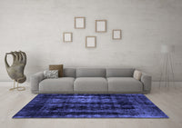 Machine Washable Abstract Blue Modern Rug, wshabs2069blu