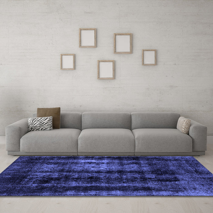 Machine Washable Abstract Blue Modern Rug in a Living Room, wshabs2069blu