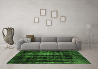 Machine Washable Abstract Green Modern Rug, wshabs2069grn