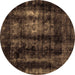 Round Machine Washable Abstract Brown Modern Rug, wshabs2069brn