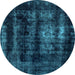 Round Machine Washable Abstract Light Blue Modern Rug, wshabs2069lblu