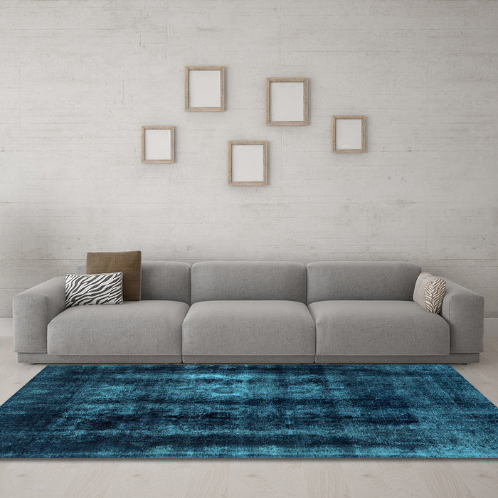 Machine Washable Abstract Light Blue Modern Rug in a Living Room, wshabs2069lblu