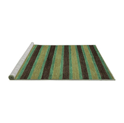 Sideview of Machine Washable Abstract Turquoise Modern Area Rugs, wshabs206turq