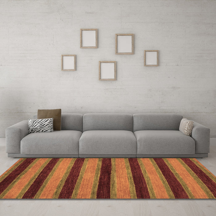 Machine Washable Abstract Brown Modern Rug in a Living Room,, wshabs206brn