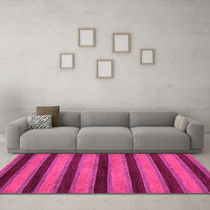 Machine Washable Abstract Pink Modern Rug in a Living Room, wshabs206pnk
