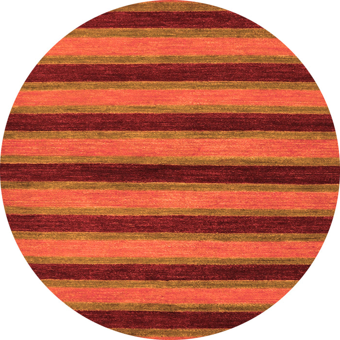 Round Machine Washable Abstract Orange Modern Area Rugs, wshabs206org