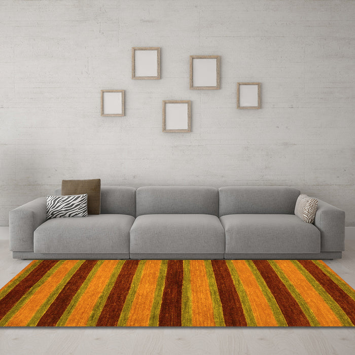 Machine Washable Abstract Yellow Modern Rug in a Living Room, wshabs206yw